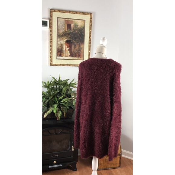 A New Day Women’s Dark Pink/Purple Fuzzy Sweater Long Boat Neck 2X Pullover - Picture 8 of 16